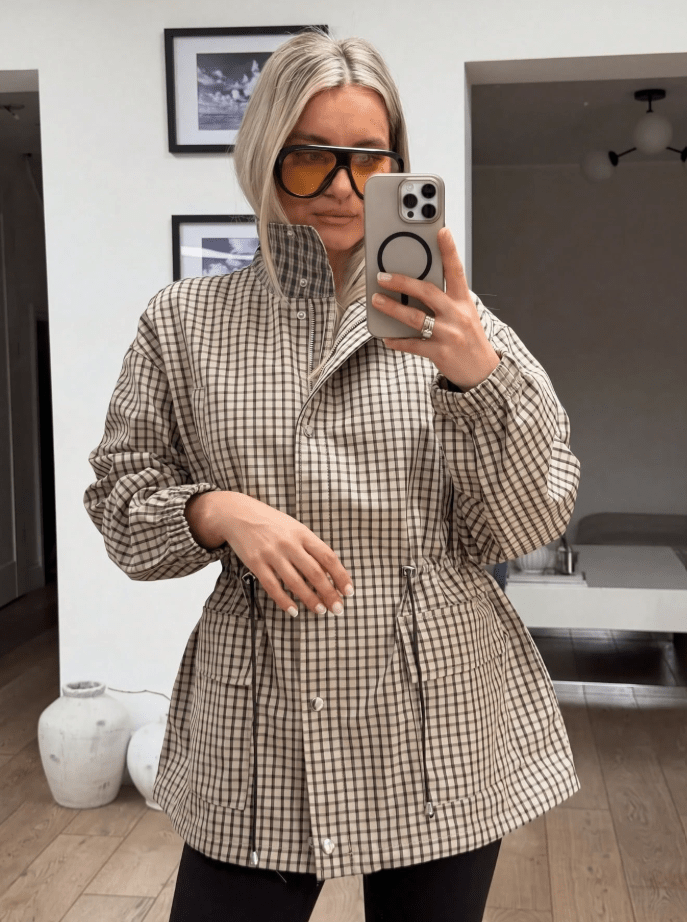 ZEYA - Sarah Vintage Plaid Waist-Cinched Jacket