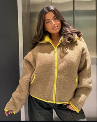 Scarlett Contrast Trim Knit Zip Up Cardigan