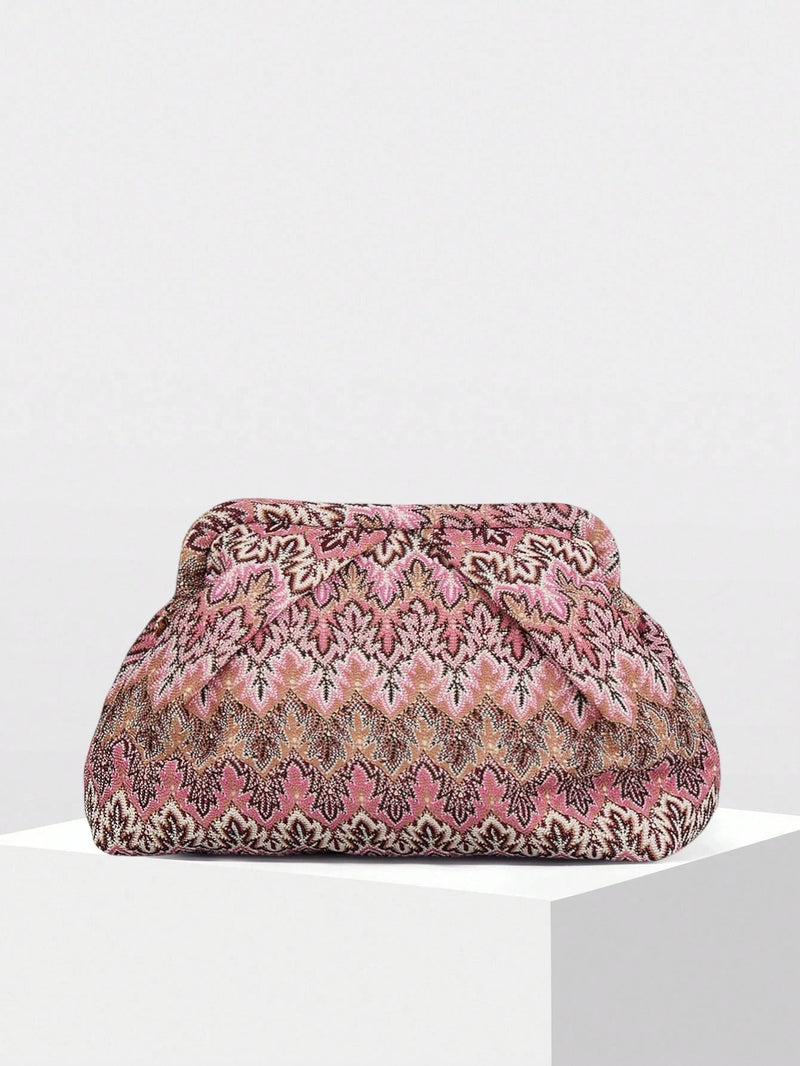 ZEYA - Sophia Jacquard Pleated Clutch