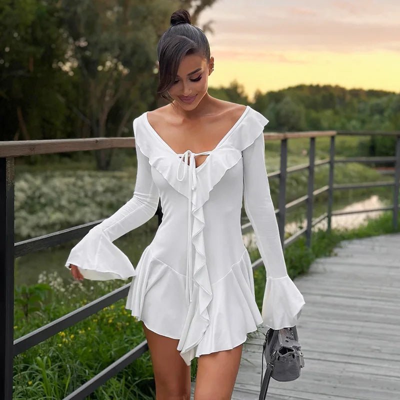 ZEYA - Sophia V-Neck Ruffle Mini Dress
