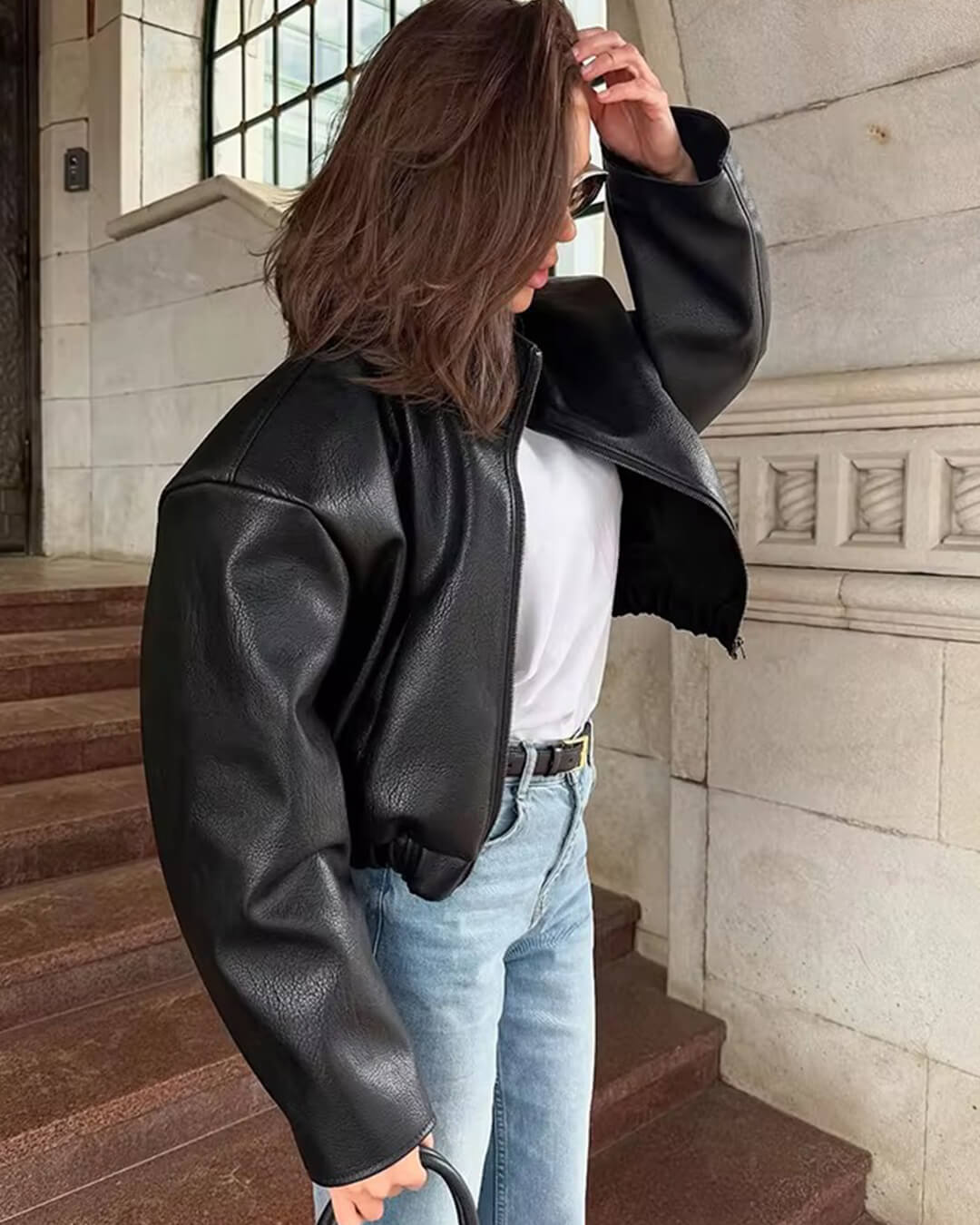 ZEYA - Soria Zip Up Leather Jacket