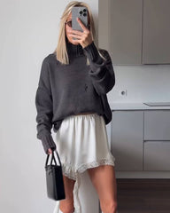 Suzy asymmetrisk midi nederdel i satin