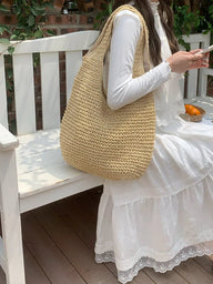 Svea flettet rattan shopper