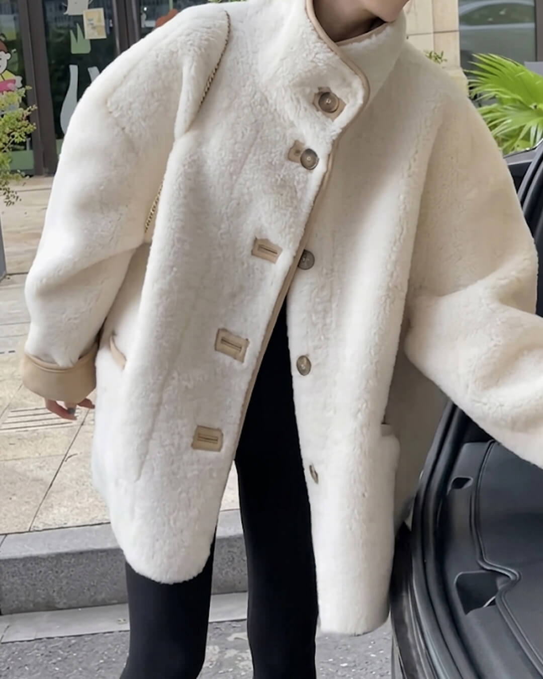 ZEYA - Tiara Stand Collar Faux Fur Coat
