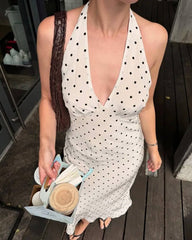Zoe Polka Dot Halterneck Midi Kjole